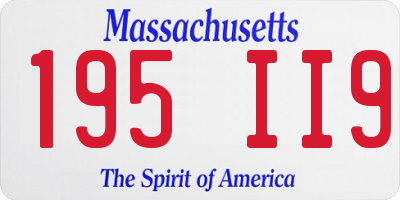 MA license plate 195II9