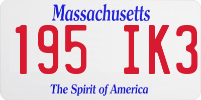 MA license plate 195IK3