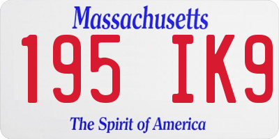 MA license plate 195IK9