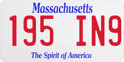 MA license plate 195IN9