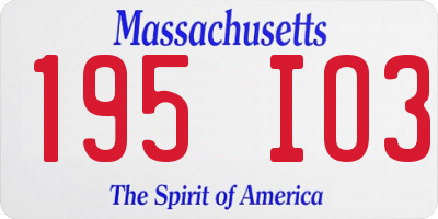 MA license plate 195IO3