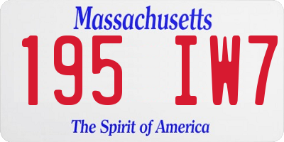 MA license plate 195IW7