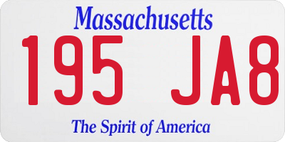 MA license plate 195JA8