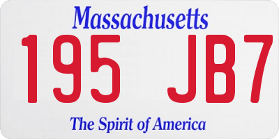 MA license plate 195JB7