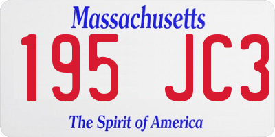 MA license plate 195JC3
