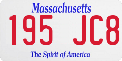 MA license plate 195JC8