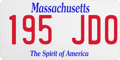 MA license plate 195JD0