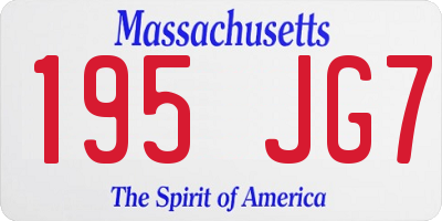 MA license plate 195JG7