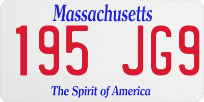 MA license plate 195JG9