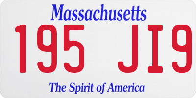 MA license plate 195JI9