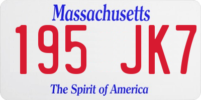 MA license plate 195JK7