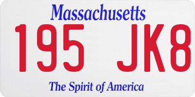 MA license plate 195JK8