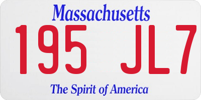 MA license plate 195JL7