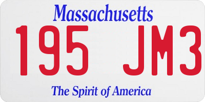 MA license plate 195JM3