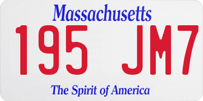 MA license plate 195JM7