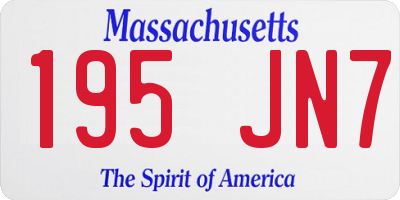 MA license plate 195JN7