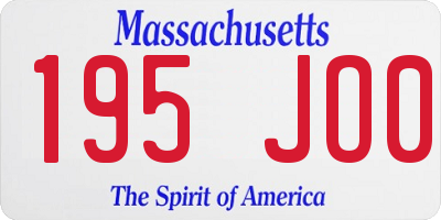 MA license plate 195JO0