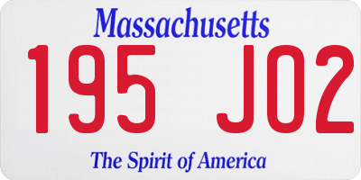 MA license plate 195JO2