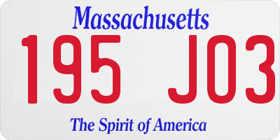MA license plate 195JO3