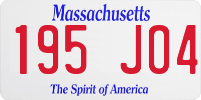 MA license plate 195JO4