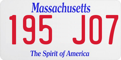 MA license plate 195JO7