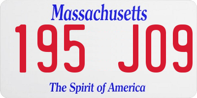 MA license plate 195JO9