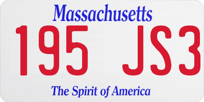 MA license plate 195JS3