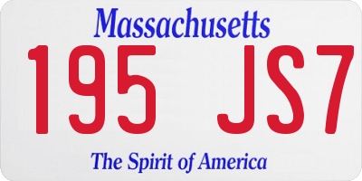 MA license plate 195JS7