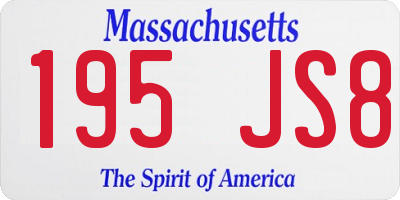 MA license plate 195JS8