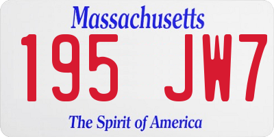 MA license plate 195JW7