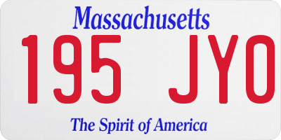 MA license plate 195JY0