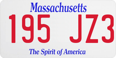MA license plate 195JZ3