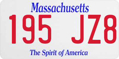 MA license plate 195JZ8