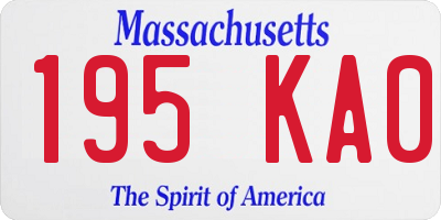 MA license plate 195KA0