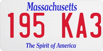 MA license plate 195KA3