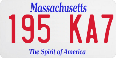 MA license plate 195KA7