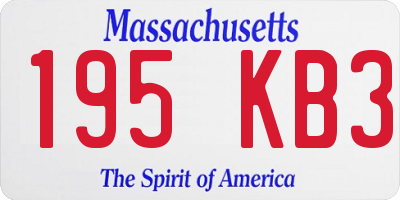 MA license plate 195KB3