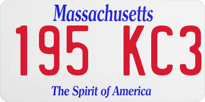 MA license plate 195KC3