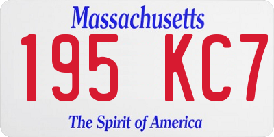 MA license plate 195KC7