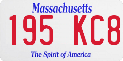MA license plate 195KC8