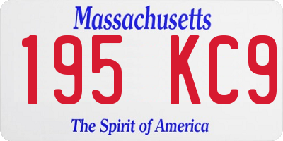 MA license plate 195KC9