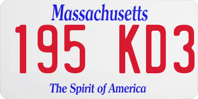 MA license plate 195KD3