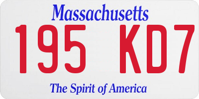 MA license plate 195KD7