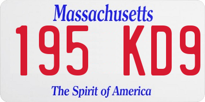MA license plate 195KD9