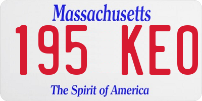 MA license plate 195KE0