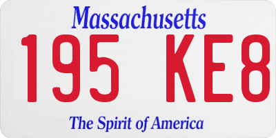 MA license plate 195KE8