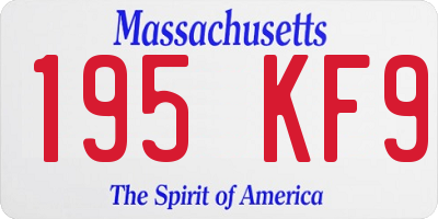 MA license plate 195KF9