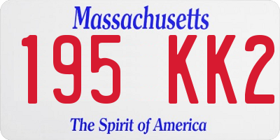 MA license plate 195KK2