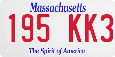 MA license plate 195KK3