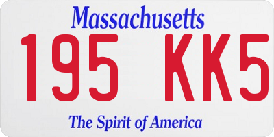 MA license plate 195KK5